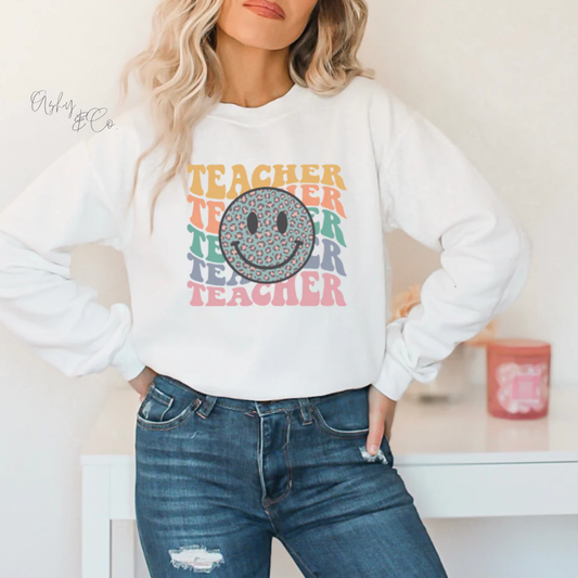 Retro Teacher Smiley Sweatshirt