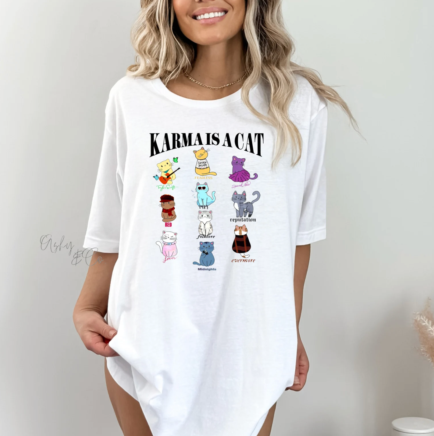 Karma is a Cat Cartoon Graphic Tee